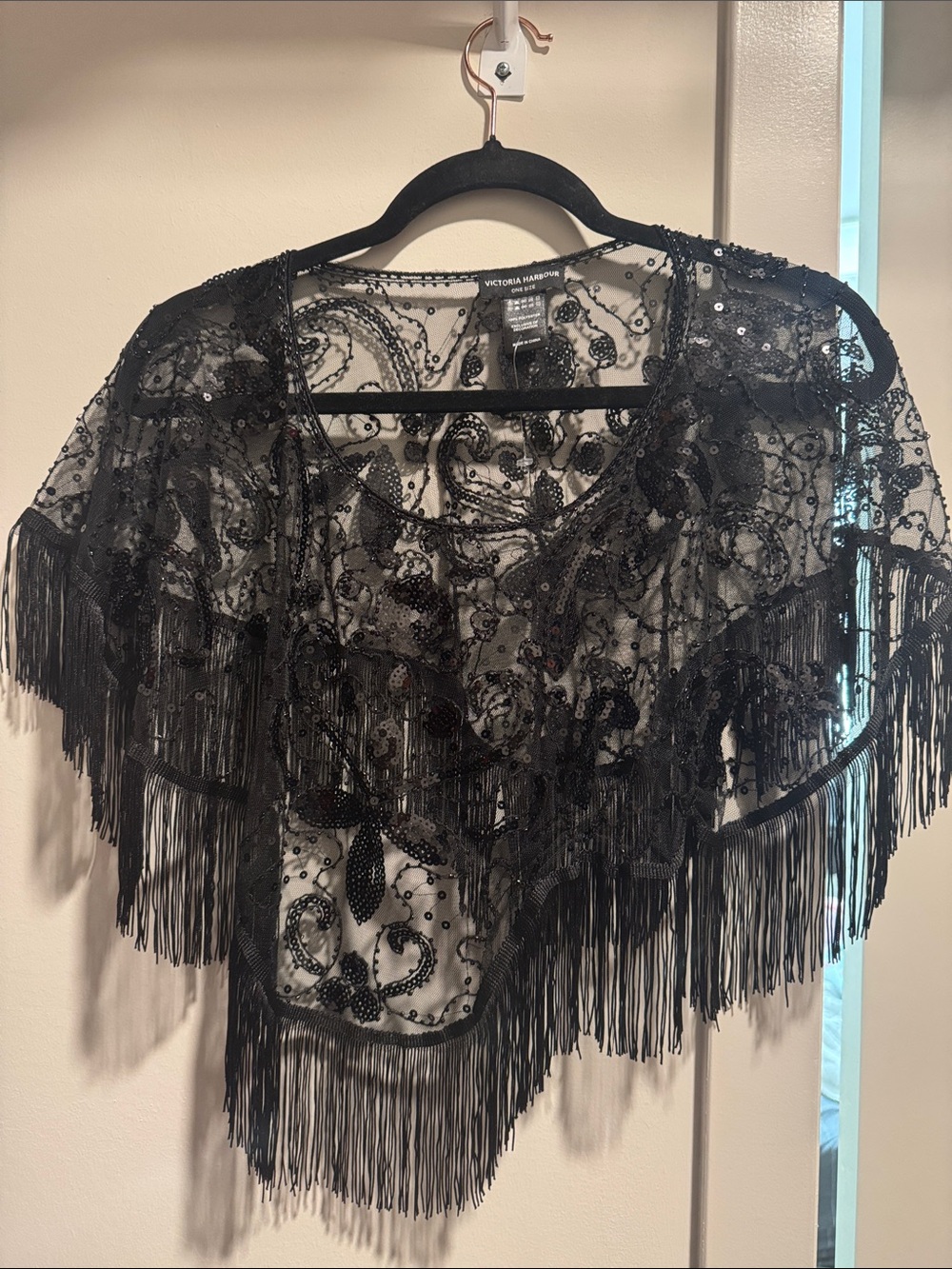 Victoria Harbour Black Beaded Fringe Top